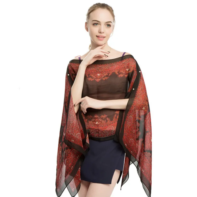 

Summer Woman Beach Shawl 2022 New Fashion Sun Protection Shawl Ladies Chiffon Variable Scarf Cool Cover Ups for Swimwear Apron
