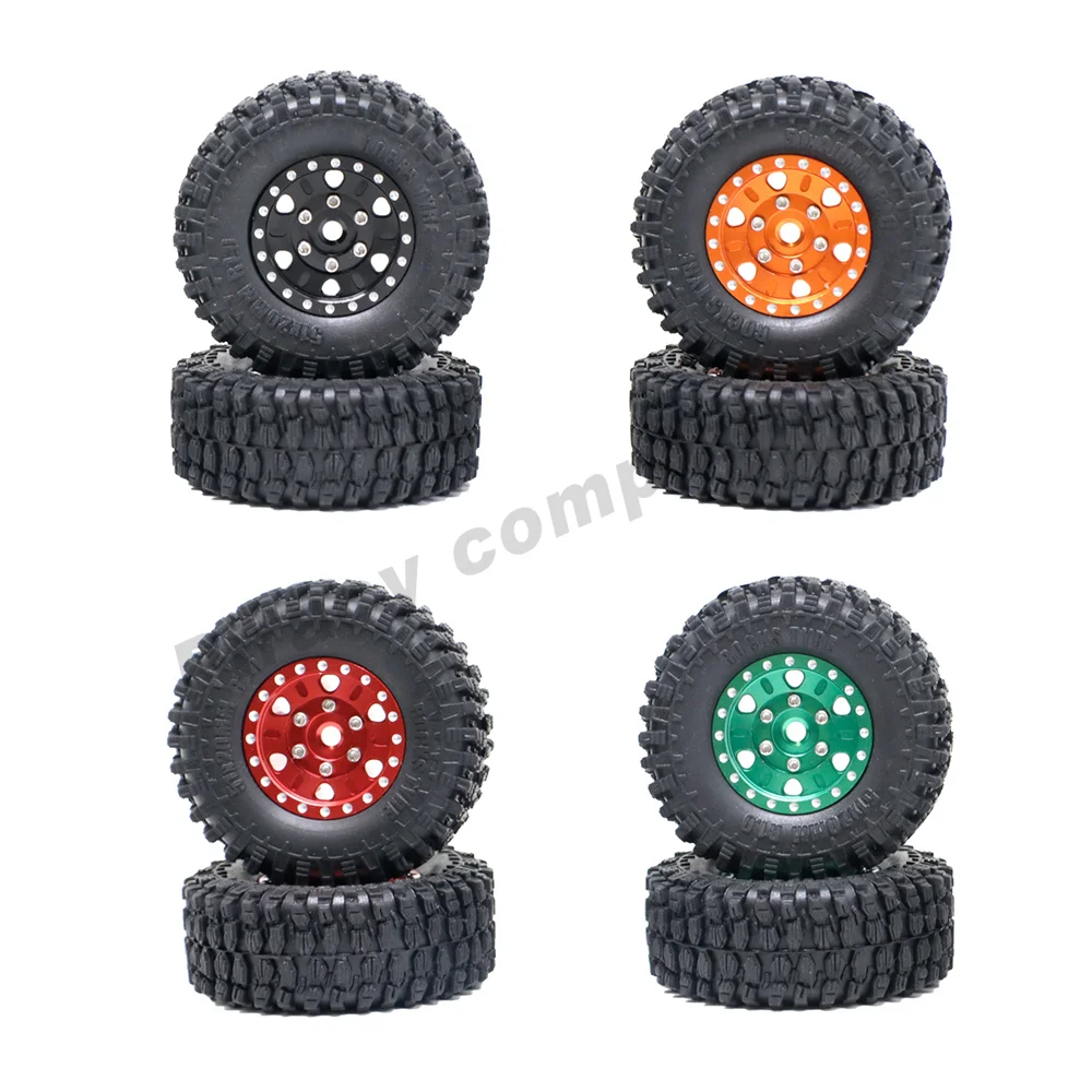 

4Pcs 1.0 51x20mm Rubber Tires Beadlock Wheel Rim for 1/24 Axial SCX24 90081 AXI00001 AXI00002 AXI00005 AXI00006 RC Crawler Car