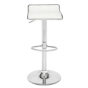 2 Soft Pack Square Board Curved Foot Bar Stools PU Fabric White, Suitable for Restaurant, Bar