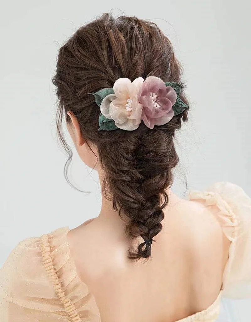 

Flower hairpin headwear fresh ponytail clip female hairpin top clip
