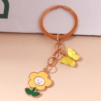 cute resin butterfly flower keychain souvenir gifts for women key holder keyrings handbag accessories wholesale bulk
