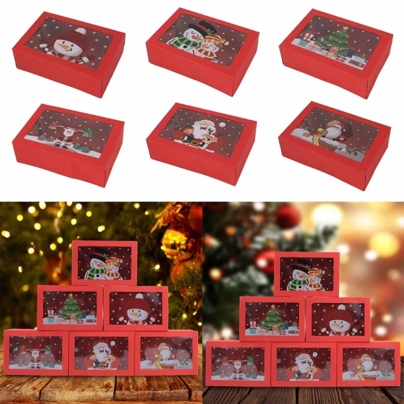 

12 Pcs Christmas Cookie Box with Window Holiday Baking Pastry Treat Boxes Container for Gifts Giving Party Supplies