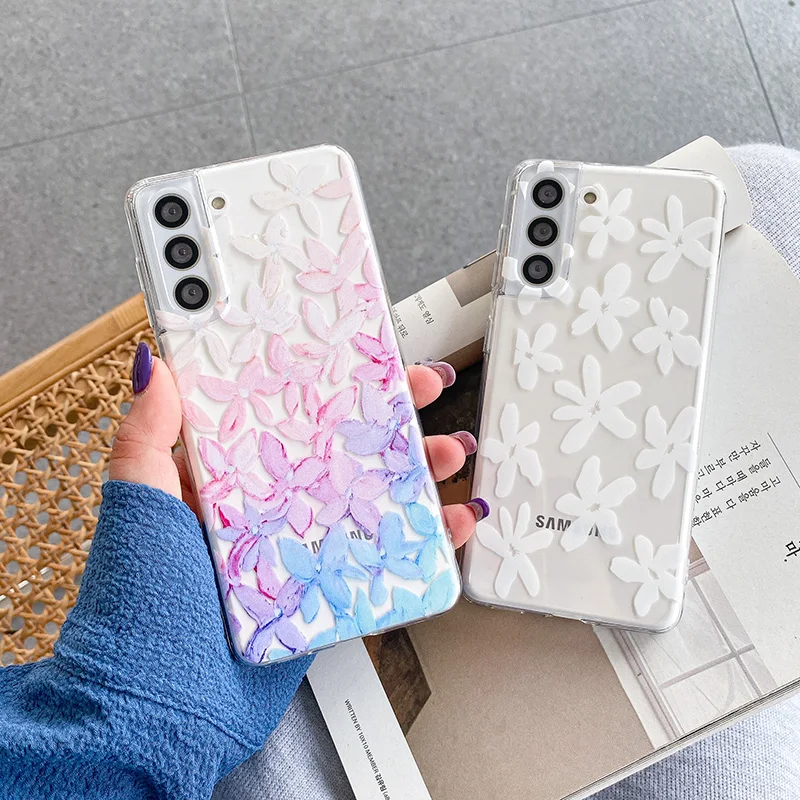 

Transparent Creative Pattern Icon Flowers Phone Cases for Samsung Galaxy A82 A73 A72 A71 A53 A52 S A33 A32 A22 A13 Protect Cover