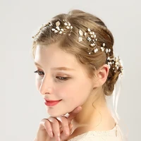 bridal goldsilver color flower ribbon hairband headband women pearl headpiece tiara wedding head jewelry bride hair accessories