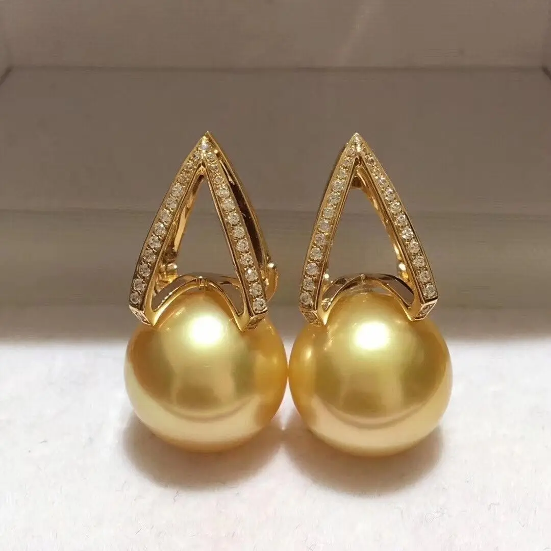 Круглые серьги AAAA ++++ 9-10 мм 10-11 мм 11-12 мм 12-13 мм, круглые серьги из натурального золотого жемчуга в южноморском стиле, 925S ..