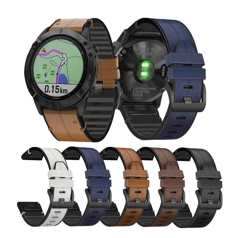 

Быстросъемный кожаный силиконовый ремешок 22 мм, 26 мм для Garmin Fenix 6X, 6 Pro, тактический Дельта, ремешок для часов Easyfit, браслет для Fenix 5, 5X