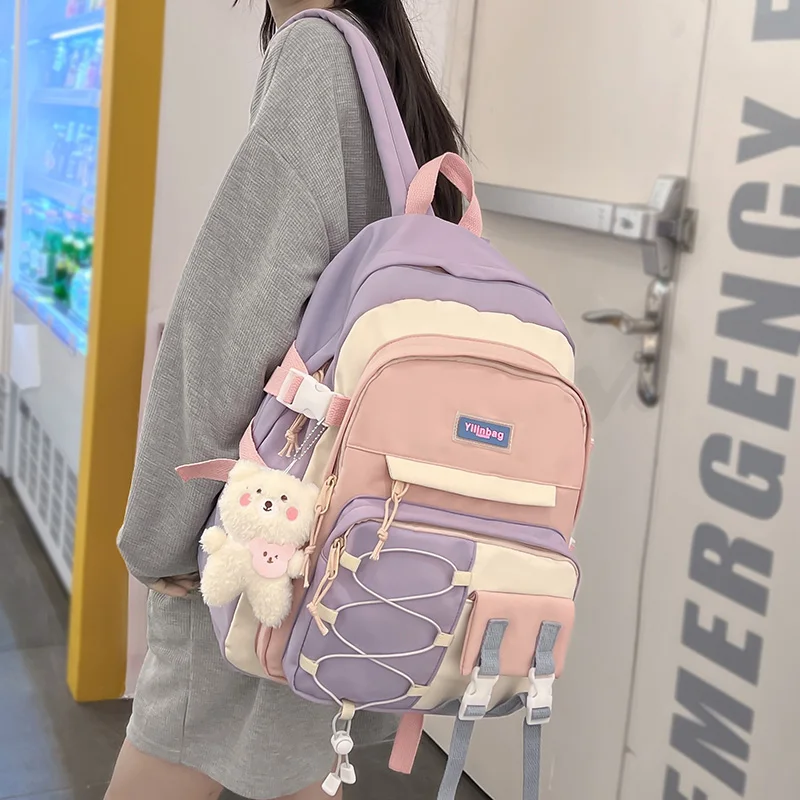 

Girl Trendy Kawaii Cross Rope Book Packet Female Travel College Backpack Women Cute Laptop School Bag Fashion Ladies Leisure Bag