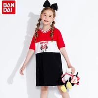 bandai 2022 summer disney kids dresses for girls hit color cute minnie cartoon print big kids sweet cotton casual dress