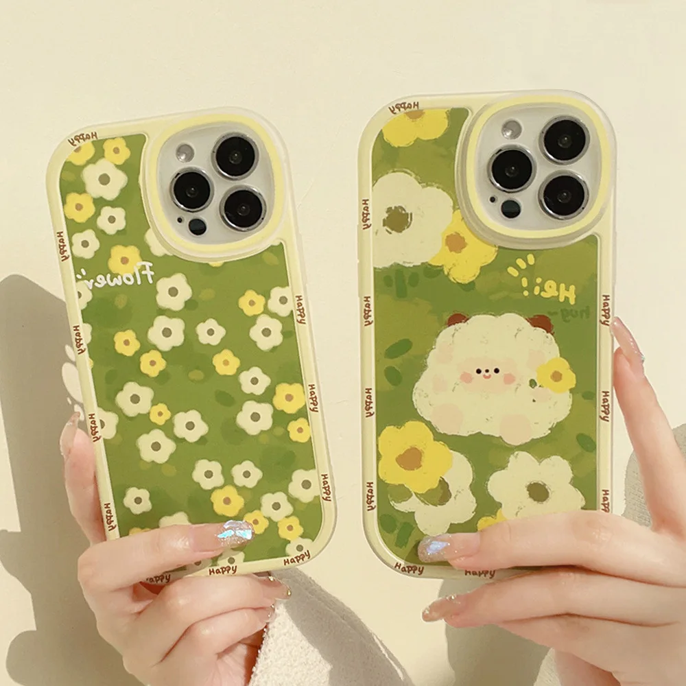 

Colored cartoon with white grass and sheep flowers Phone Case For iphone 14 13 12 11 ProMax X XR XSMAX 7 8Plus SE TPU Case Cover