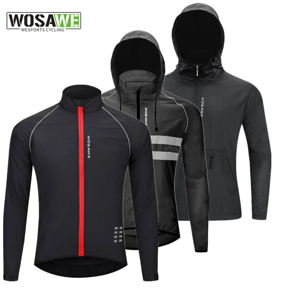 

WOSAWE Windproof Running Jackets Storage Pockets Water Repellent Women Men's Gym Cycling Sportswear Windbreaker Sweater