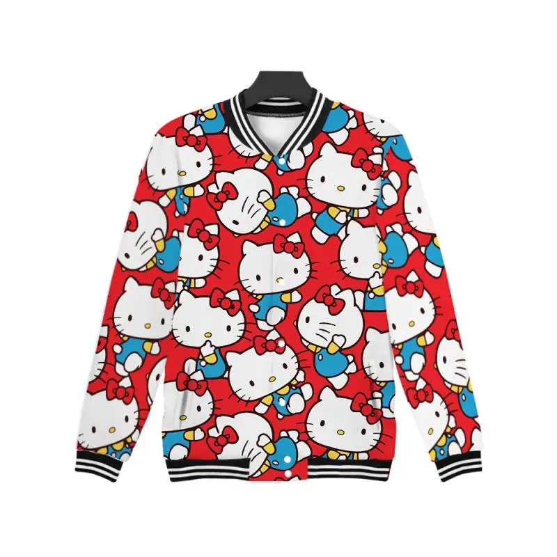

New Kawaii Sanrio Hello Kitty Tops Y2K Girl Luxury Design Stand Collar Jacket Baseball Jacket Fashion Coat Women Sweatshirt