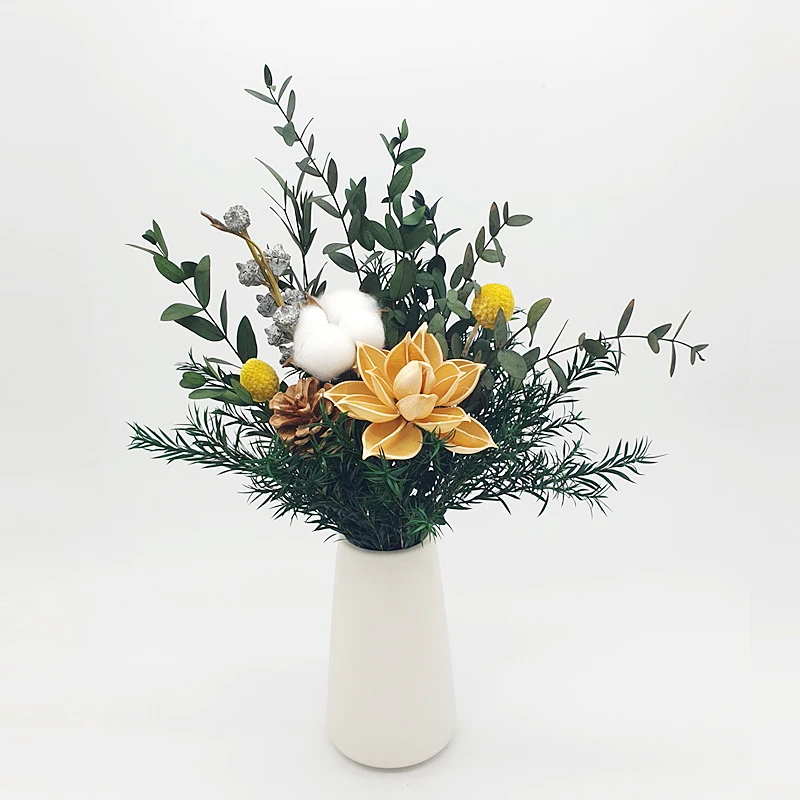 

Eternal Dry Bouquet Natural True Flowers Nordic Style Home Decoration Decoration Living Room Pine Cones Eucalyptus Sunflower