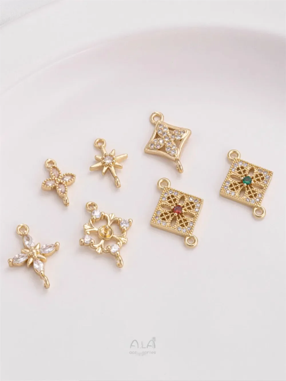 14K позолоченный Цирконий Звездный бриллиант двойной подвесной соединитель для