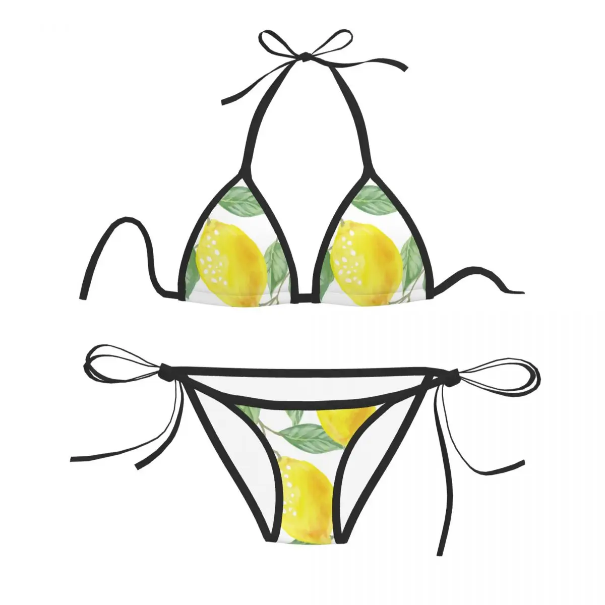 

Sexy Bikini 2022 Women Swimsuit Lemon And Leaf Bikini Set Swimwear Bathing Suit