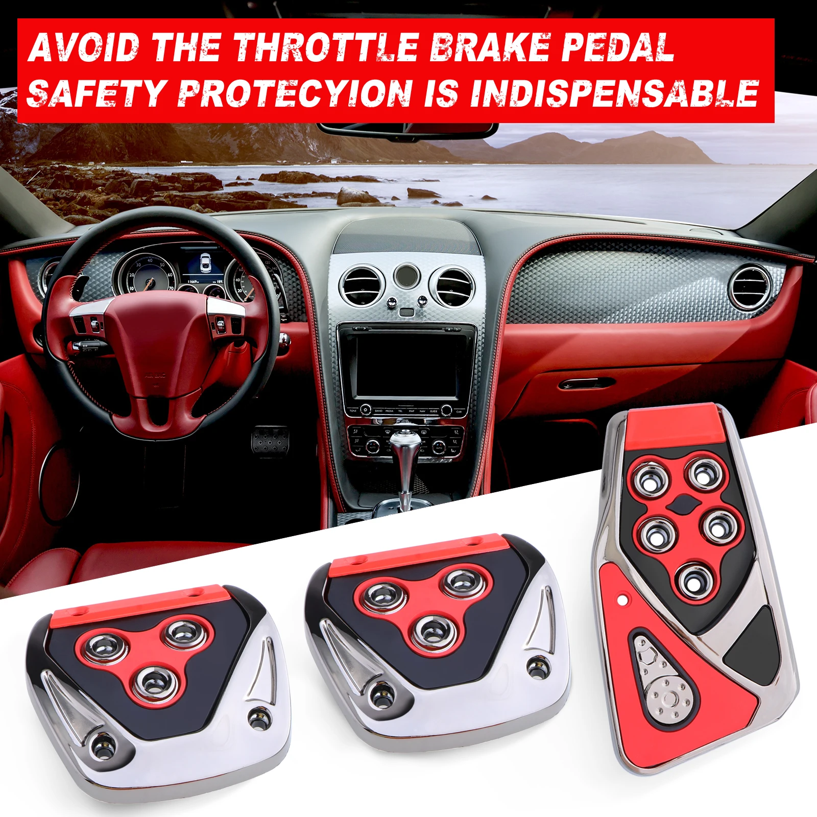 

3Pcs Car Foot Pedals Manual Transmission Car Brake Clutch Accelerator Foot Pedal Pads Cover Univerial Non-slip Brake Foot Pedals