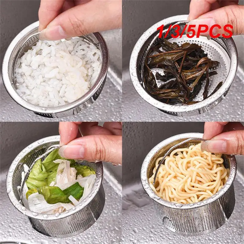 

1/3/5PCS Stainless Steel Kitchen Sink Strainer Basin Sink Drain Filter Basket With Handle Filters Kitchen Waste Kitchen