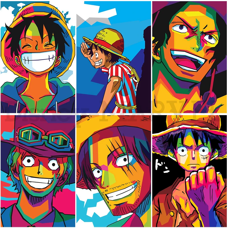 

Luffy алмазная живопись One Piece Алмазная мозаика аниме полная Алмазная вышивка японский мультфильм вышивка крестиком