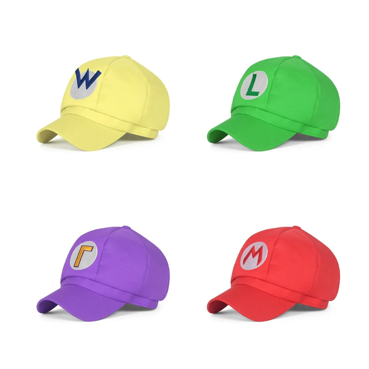 

Anime Game Super Luigi Brothers Cosplay Hat Adult Children's Letter Embroidered Cotton Baseball Cap Octagonal Cap Sun Hat