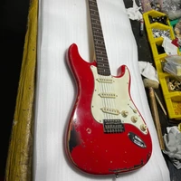 high quality relic st electric guitar alder body rosewood fingerboard red nitro lacquer finish in stock fast shipping