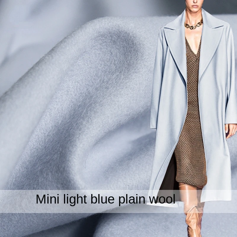 

Чистая шерстяная ткань светло-голубая гладкая шерстяная ткань Осень-Зима Женское пальто одежда под заказ мягкая драпировка материал на метр