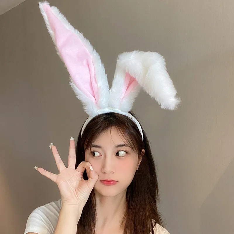 

New Lolita Cosplay Headband Fluffy Plush Sweet Long Rabbit Bunny Ears Hair Band Bandana Hair Hoop Anime Cosplay Headpiece