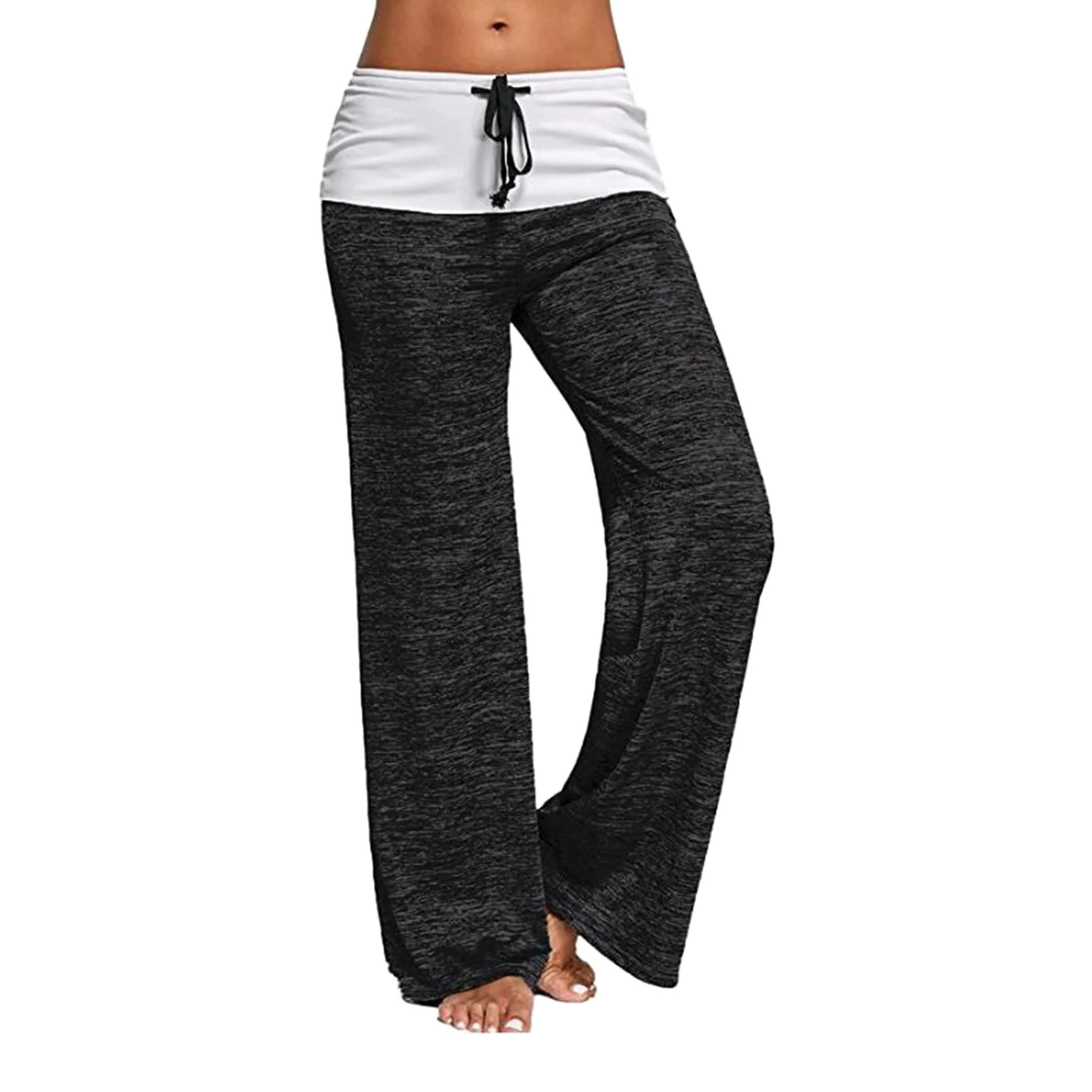 

Женские быстросохнущие штаны для йоги для взрослых, повседневные Мягкие Спортивные штаны на шнурках для отдыха на открытом воздухе, Однотонные эластичные модные широкие штаны с высокой талией