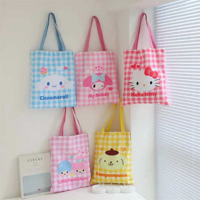 

Sanrioed Аниме Фигурка Kt Cat Cinnamoroll Kuromi My Melody сумка через плечо мультяшная кавайная Милая портативная Холщовая Сумка для покупок