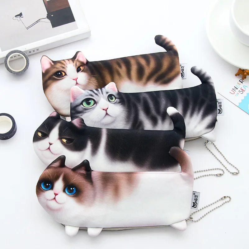 

Cute 3D Simulation of Cat Pencil Bag Papelaria Soft Pencil Case Stationery Material Escolor School Supplies Kawaii Pencil Case