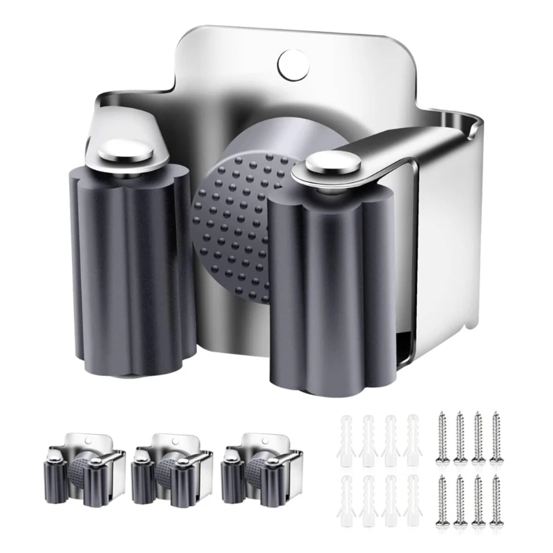 

Self-Adhesive No Drilling Mop Broom Rack for Home Bathroom Kitchen Garden Garage