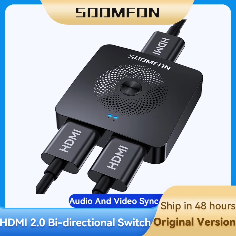 SOOMFON 4K Switcher HDMI bidirezionale HDMI2.0 Splitter adattatore manuale 2 In 1 Out o 1 In 2 Out Converter per PS4 Macbook HDTV