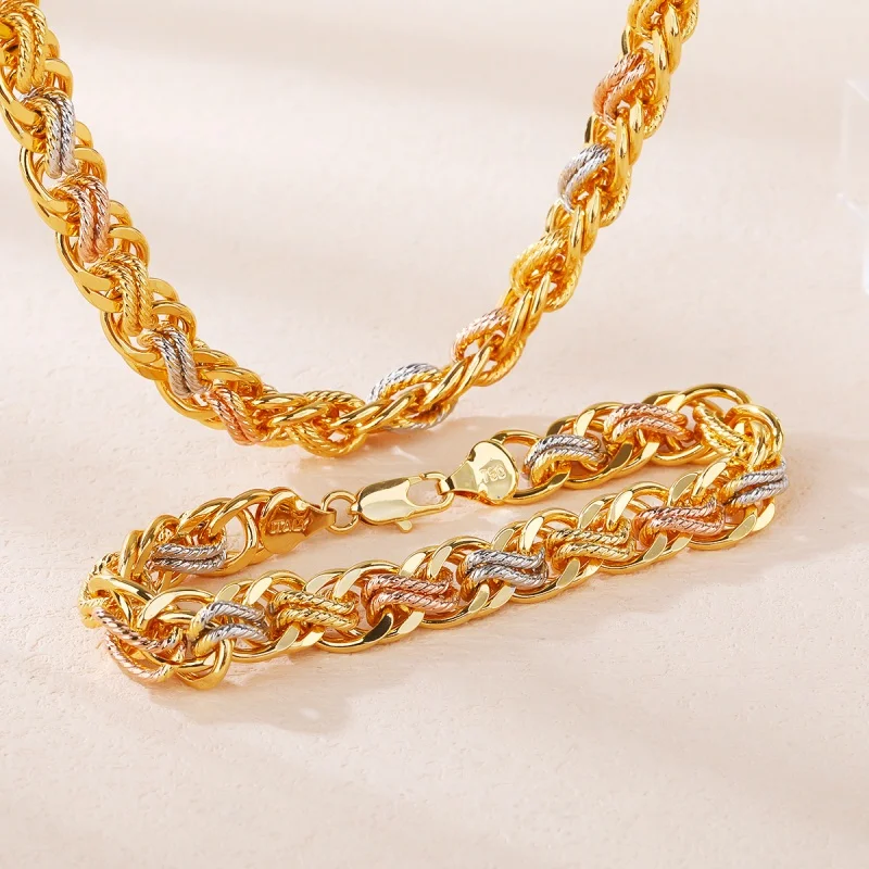 

Selead Design Fashion Women Multicolor Round Chain Bracelet Necklace Jewelry Set