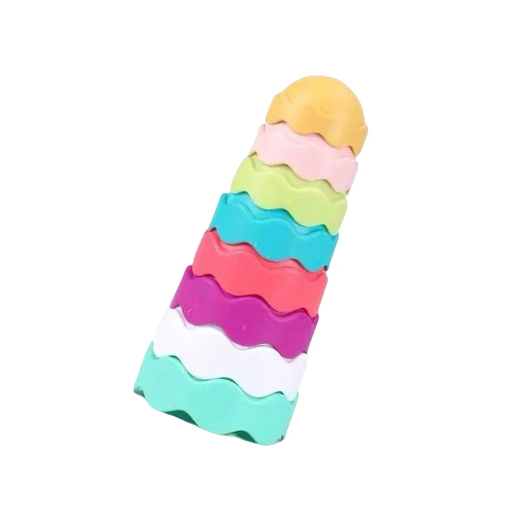 

8 Pieces Baby Bath Toy Shower Stacking Cups Toys Matching Game Random Color