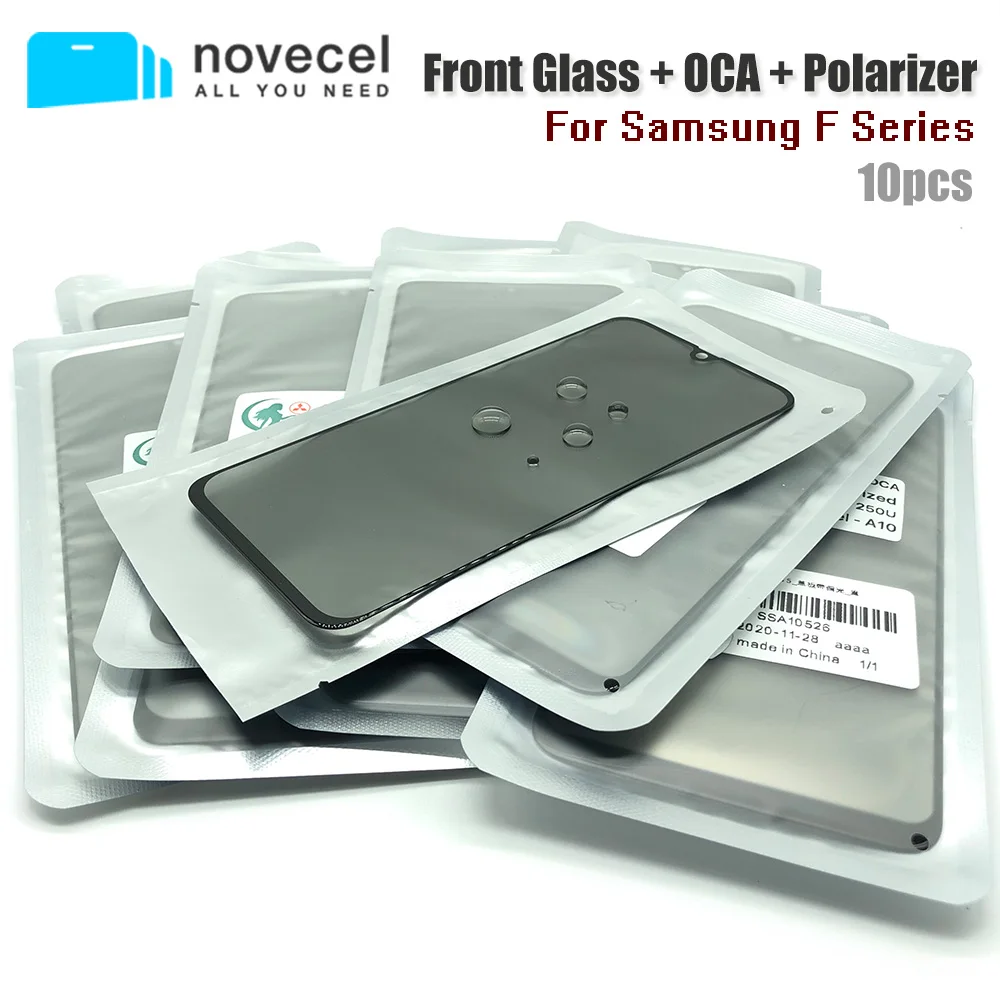 

10pc Front Outer Screen Glass OCA Glue Polarizer for Samsung Galaxy F02S F12 F13 F22 F23 F41 F42 F52 F62 Touch Panel Lens Cover