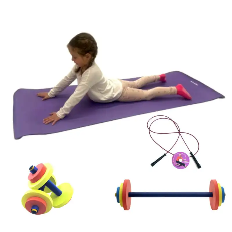 

and Fitness for ® Complete Fitness Six Piece Set - Includes Dumbbells, Barbell, 8MM NBR Foam Mat, Jump Rope, Trainer Video
