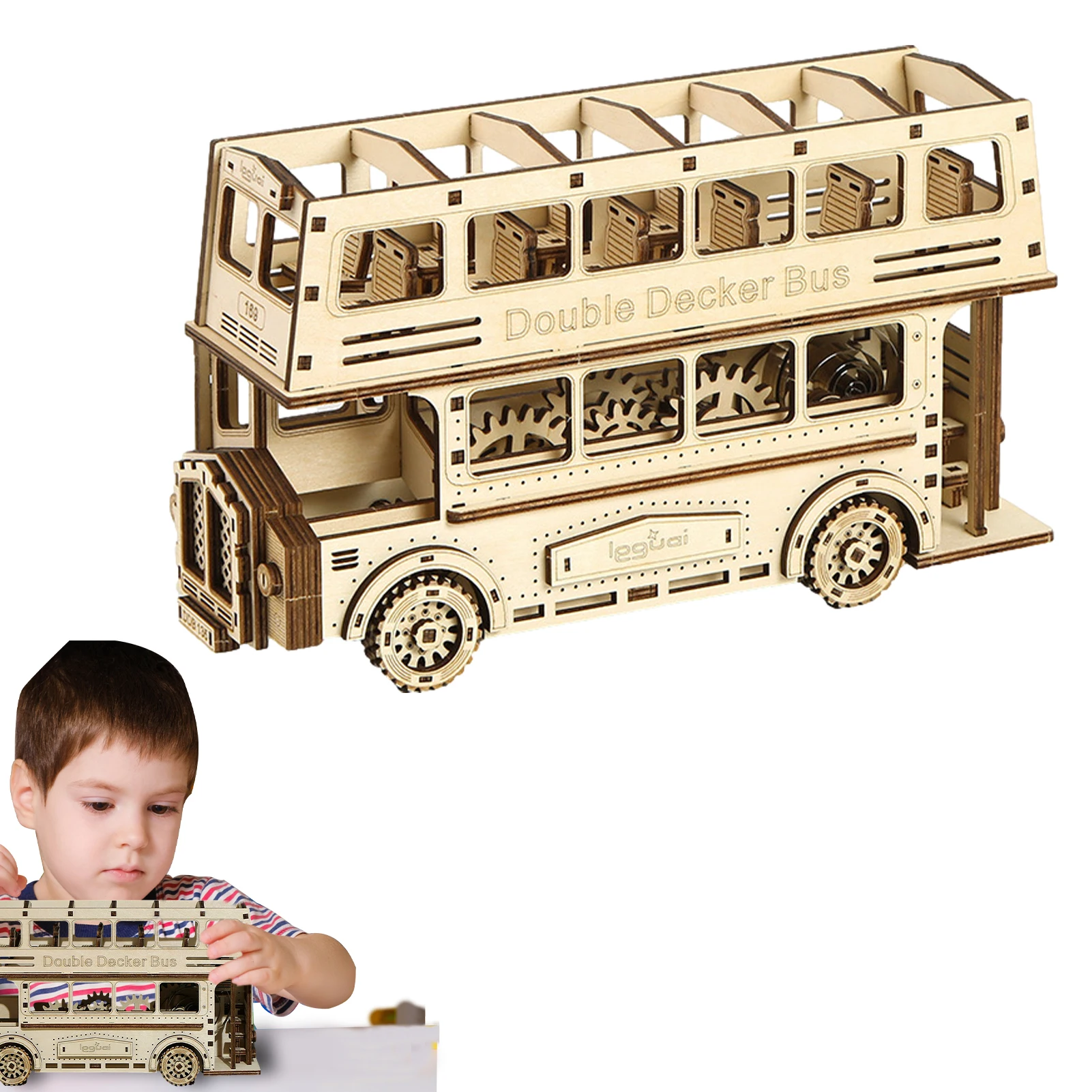 

3D Wood Puzzles Bus Model Wood Puzzles Brain Teaser Construction Toys Educational Building Craft Model Kit For Adults Teens And