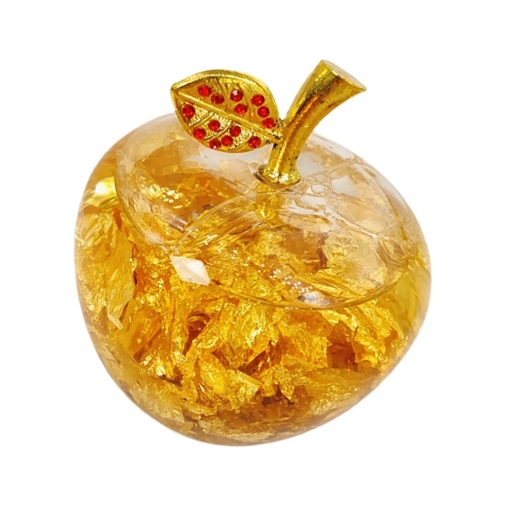 

Crystal Decor Ornament Apple Decoration Apples Desktop Decorative Craft Adornment Car Table Sculpture Paperweight Golden Gift