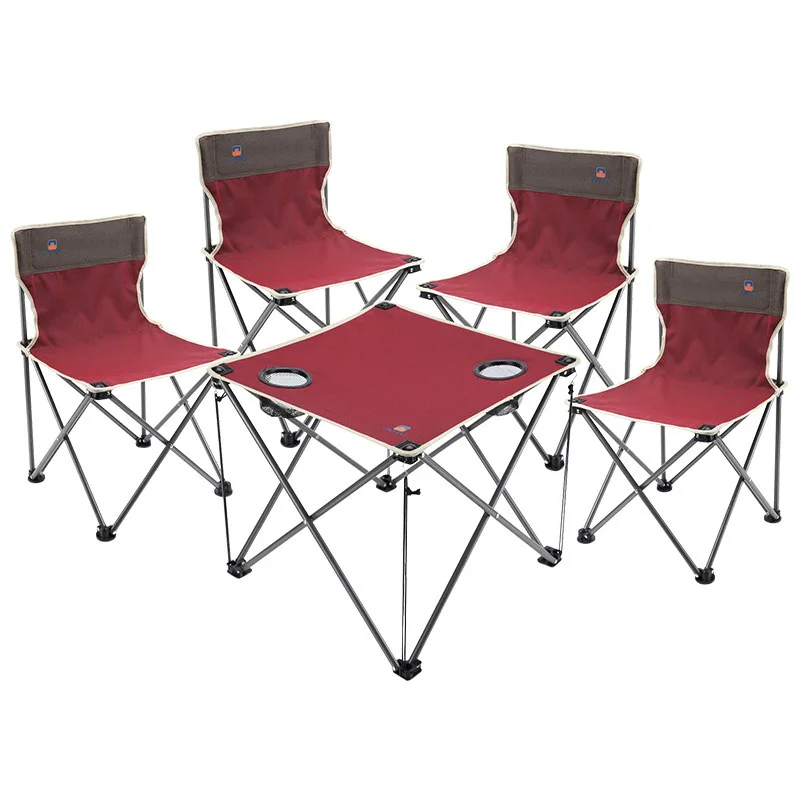 

Outdoor Folding Table and Chair Set Field Portable Set Picnic Self-Driving Tour Equipment Garden Table and Chair Five-piece set