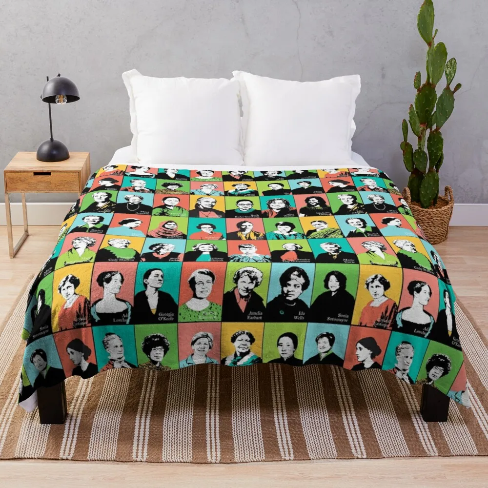 

Feminist Icons Throw Blanket soft plush plaid Nap blanket