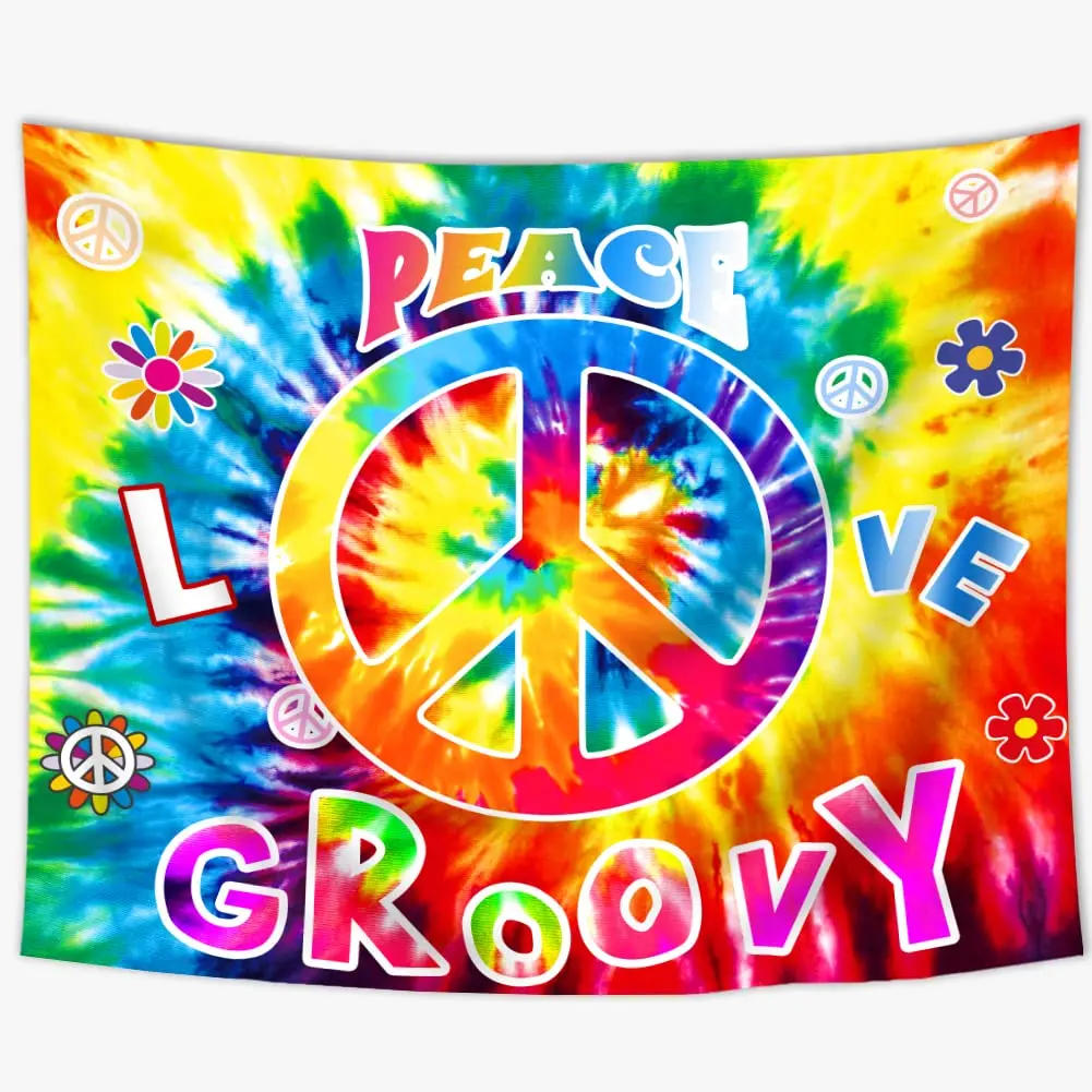 

Peace Love Theme Tapestry Colorful Tie Dye Swirl Tapestries Hippie Wall Hanging Home Bedroom Living Room Dorm Decor Wall Blanket