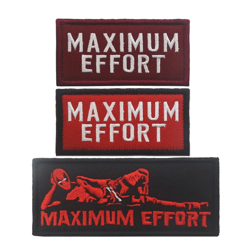 

Maximum Effort Funny Embroidered Patches for Clothing Tactical Hook and Loop Morale Armband DIY Decorative Badge on Backpacks