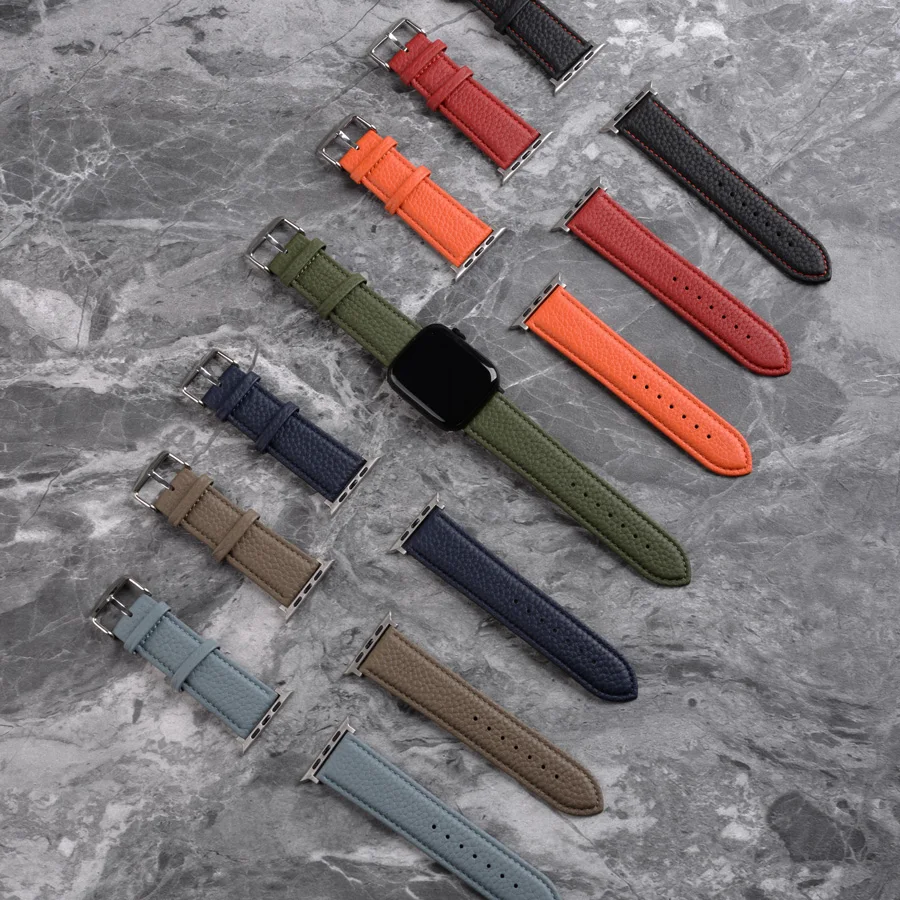 Ремешок из натуральной кожи для Apple Watch Band 45 мм 44 42 40 38 S7 S6 модные аксессуары умных