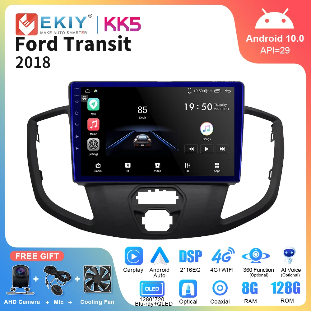 

EKIY KK5 8G 128G для Ford Transit 2018 стерео автомобильное радио DSP Carplay мультимедийный видеоплеер навигация GPS 4G Авторадио 2Din DVD