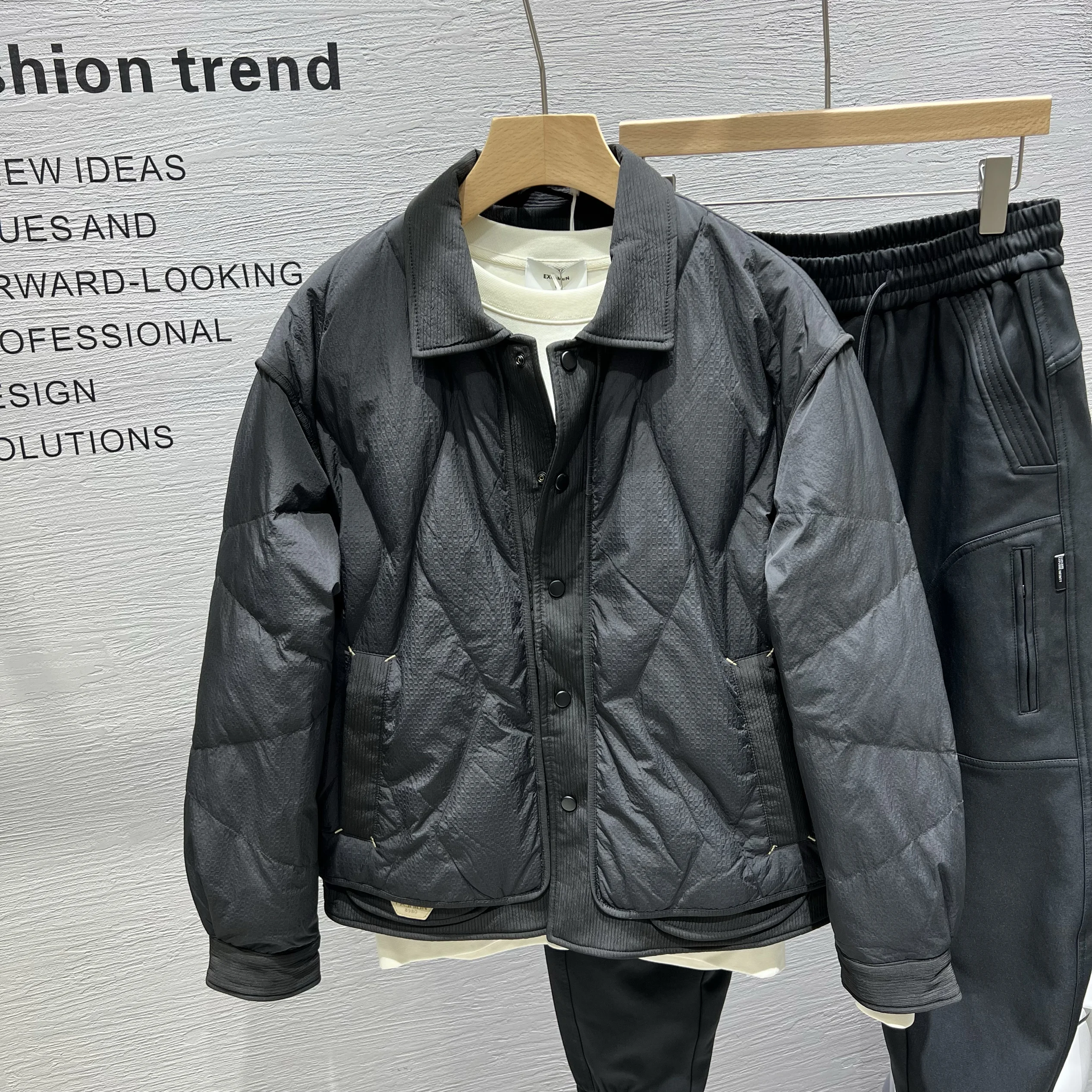 Поддельный пуховик из двух предметов мужской модный зимний новый короткий