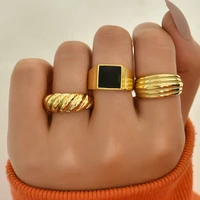 retro jewelry women 3 pcsset geometry alloy rings set fashion accessories