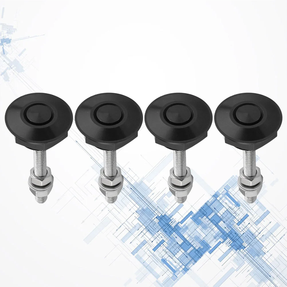 

4PCS Aluminum Alloy Engine Hood Lock Bonnet Hood Lock Mini Push Clip Car Accessories (Black)
