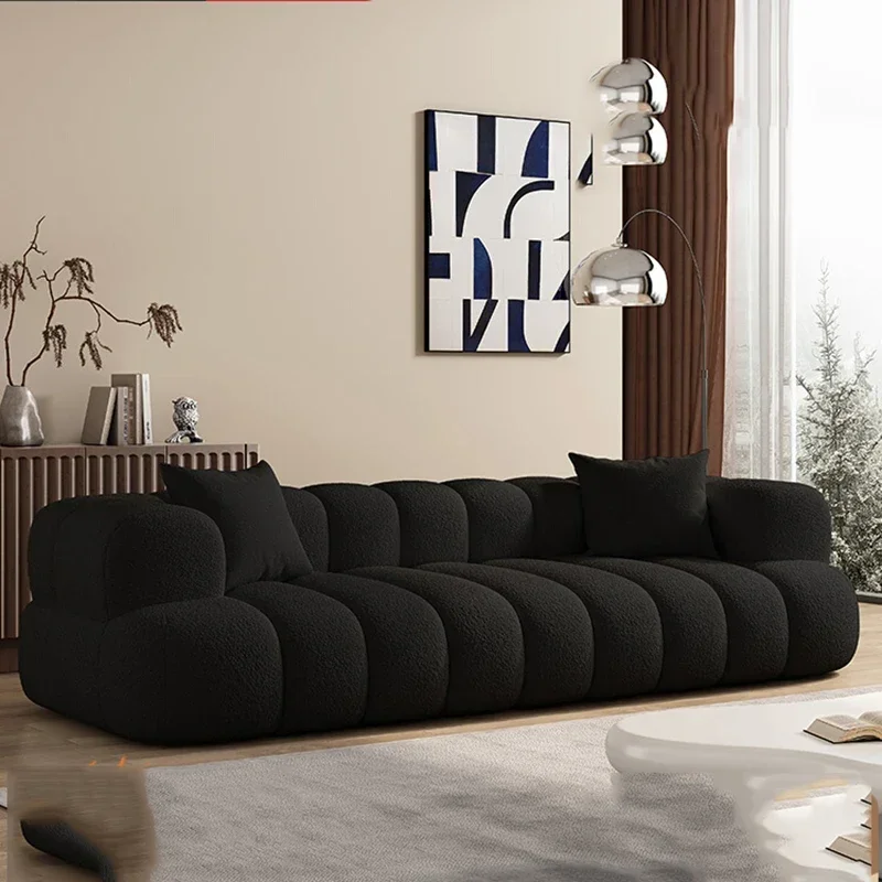 Черные современные диваны для гостиной в скандинавском минималистическом стиле