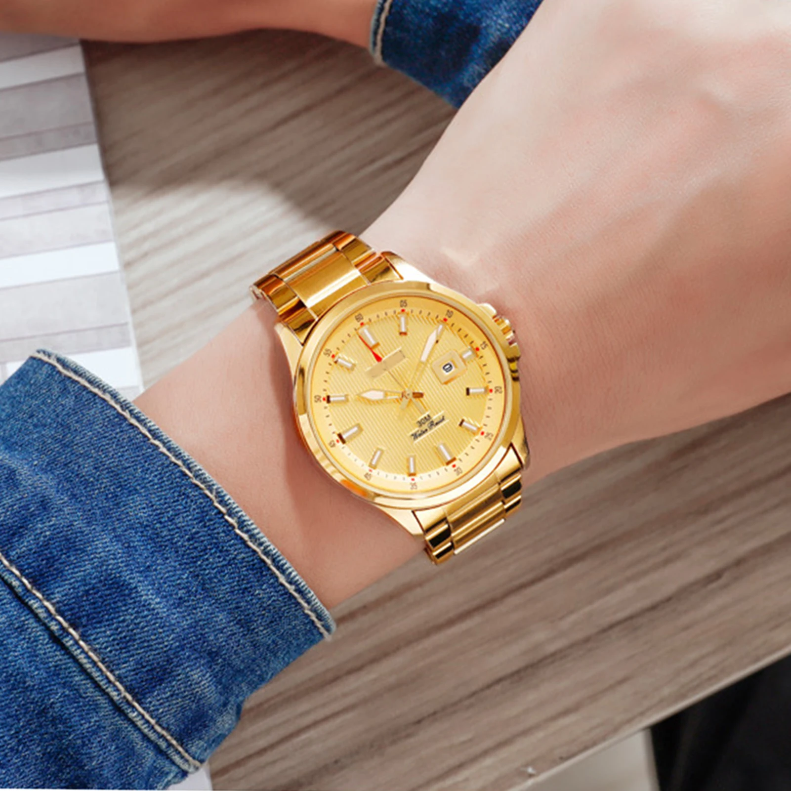 

Analog Quartz Watch for Men with Calendar Display Zinc Alloy Strap Wrist Watch Fashion Auto Date Watch Best Gifts H9