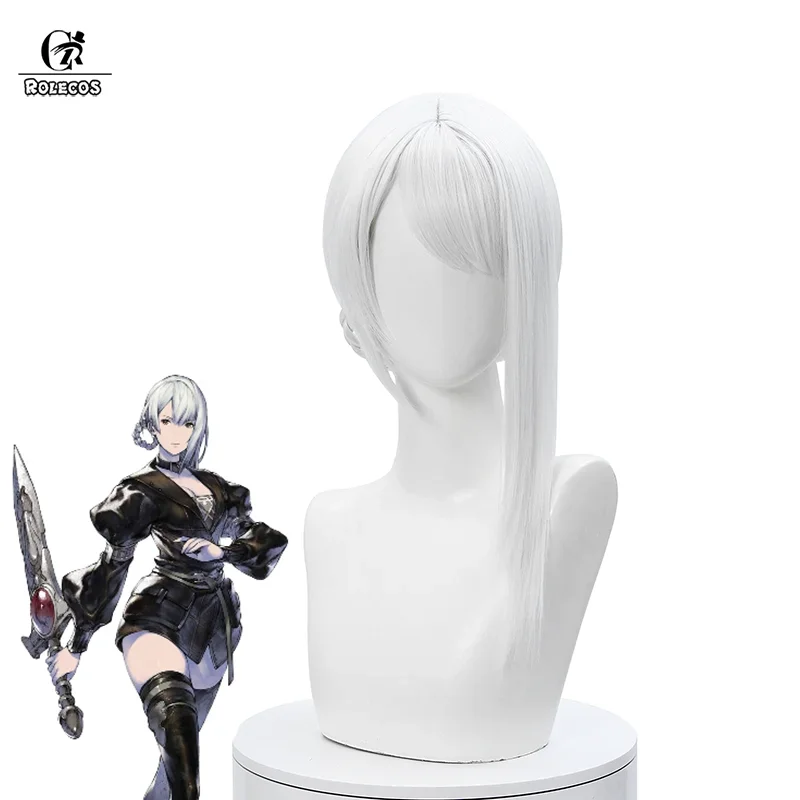 Парик для косплея по игре ROLECOS термостойкий женский головной убор из белых