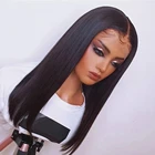 Длинные гладкие шелковистые прямые волосы на шнуровке спереди парик черный 180% для черных женщин парики средней части волоконные парики на шнуровке