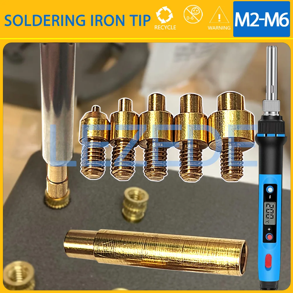 

M2 M3 M4 M5 M6 Heat Set Insert Soldering Iron Tip of 3D Printing Parts Thread Insertion Tool Embedded Hot Melt Copper Nut Kit